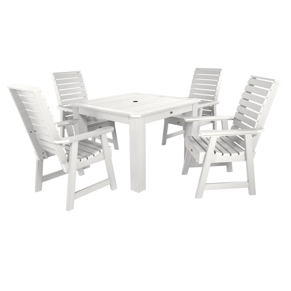 Highwood Usa Weatherly 5pc Square Outdoor Patio Furniture Dining Set AD-DNW44-WHE - main